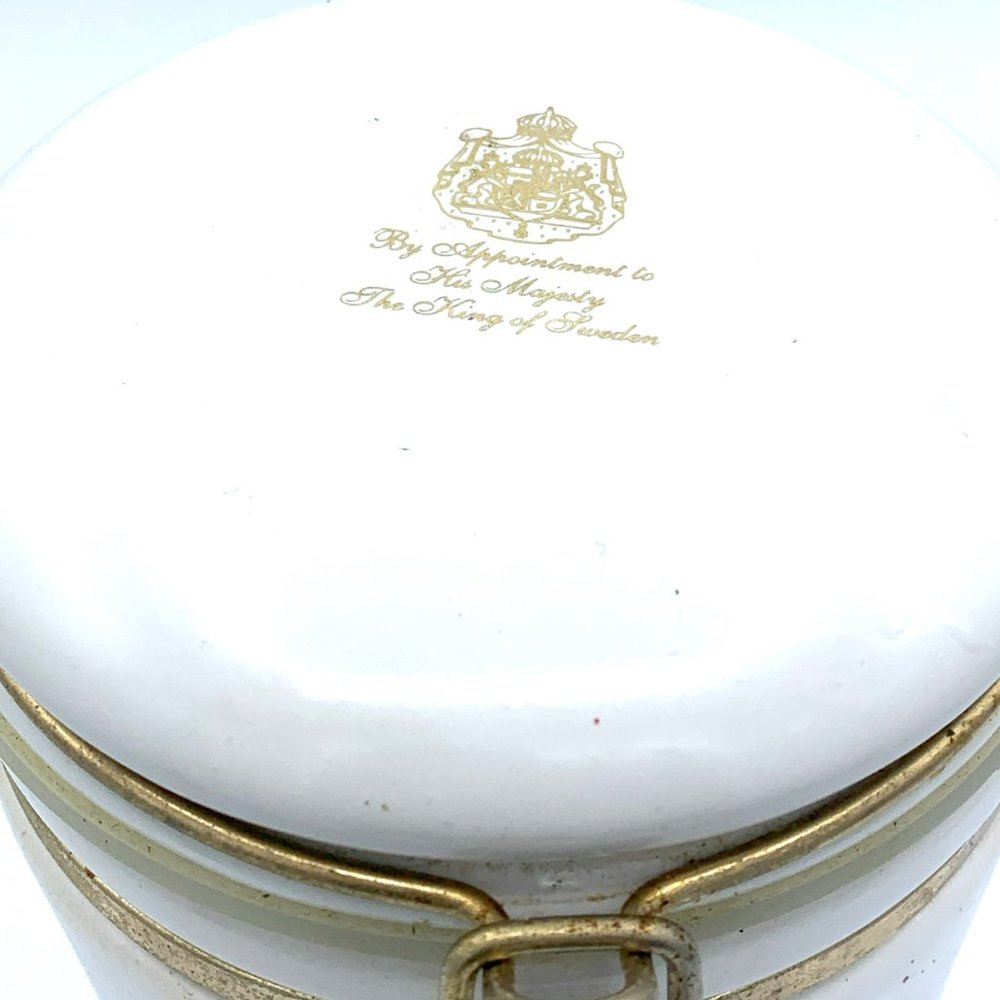 Vintage Gevalia Kaffe White And Gold Ceramic Coffee Canister - Picture 3 of 6